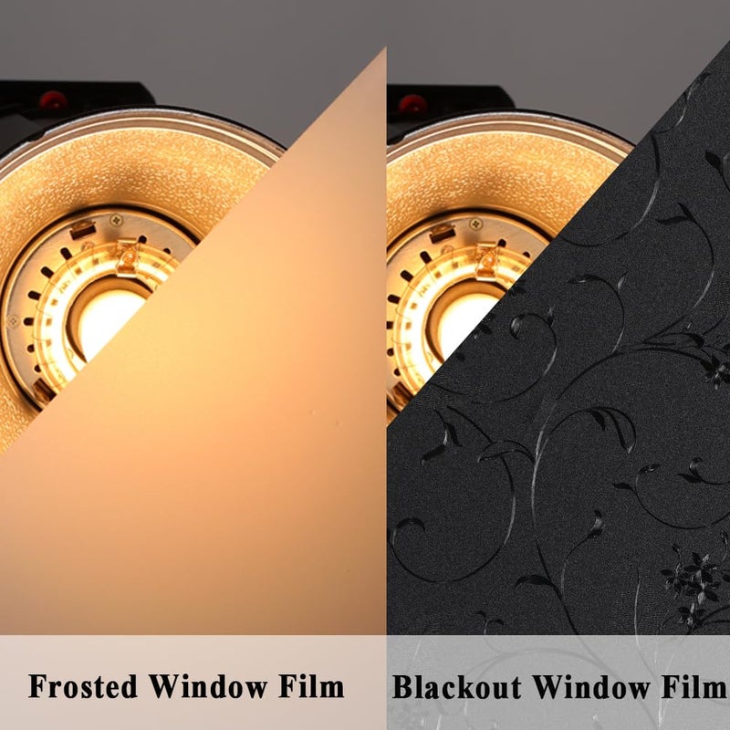 Mikomer Total Blackout Window Film,100% Light Blocking Privacy Glass Door Film Etched Flowers,Room Darkening Window Cling,No Glue/Heat Control/Anti UV for Day Sleep & High Privacy,35In. by 118In. - Image 2